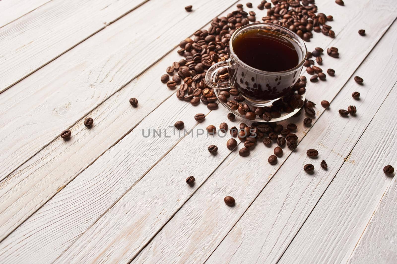 a cup of coffee Hot drink spilled grains caffeine pattern. High quality photo