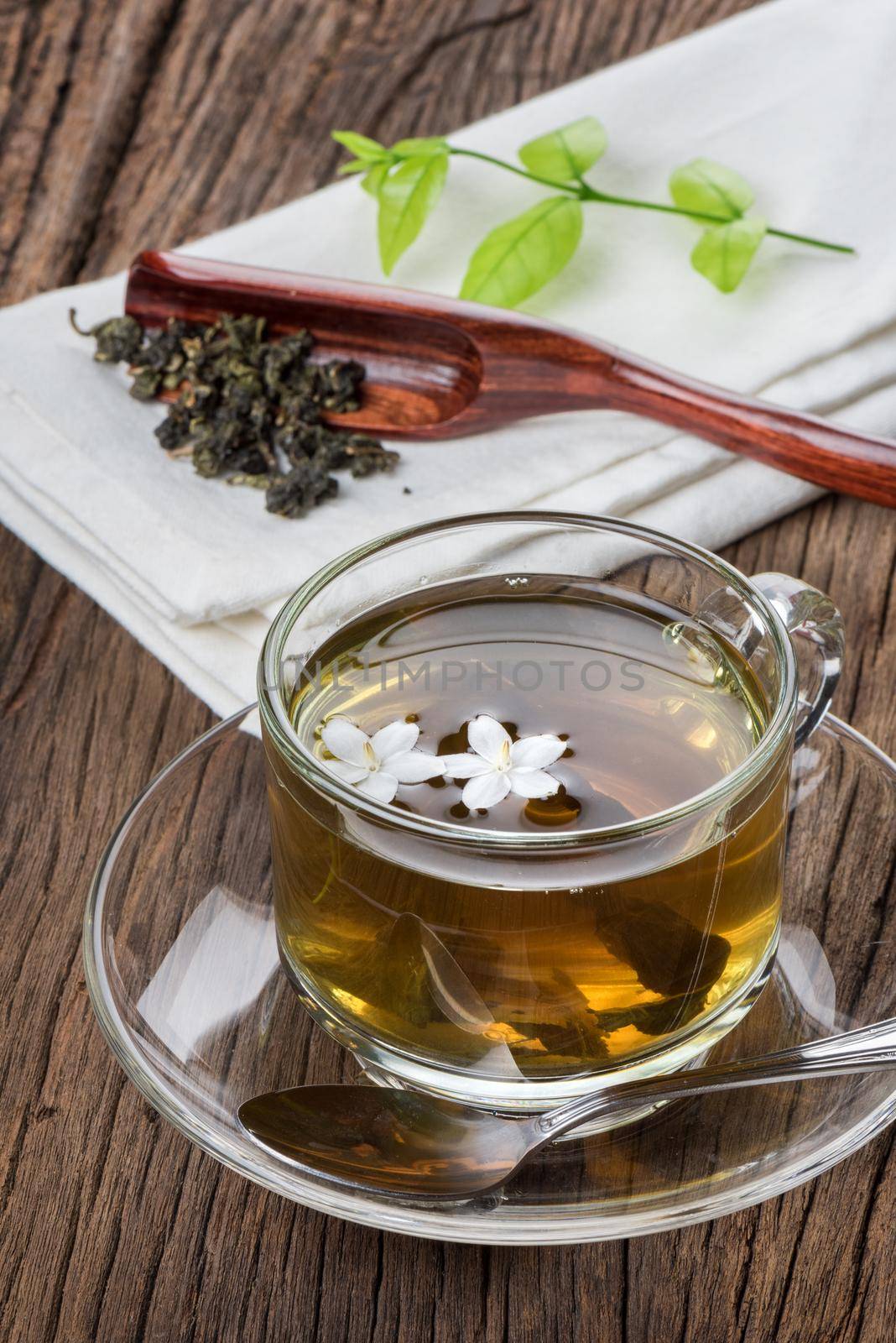 a cup of tea on wooden plank