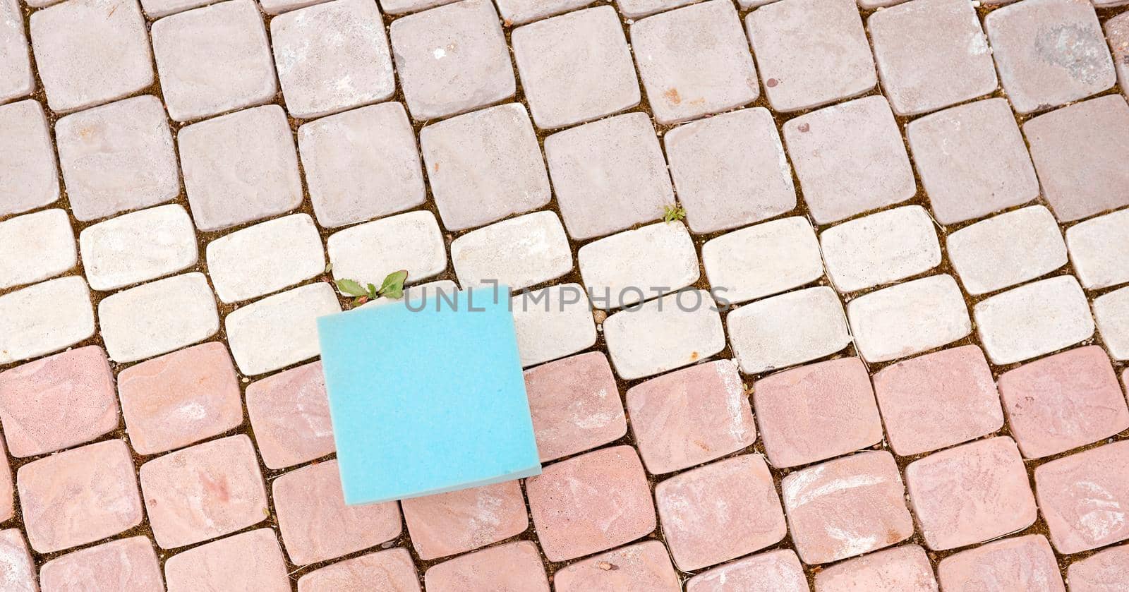 Red tile on Earth with a gray cube with a concept . High quality photo