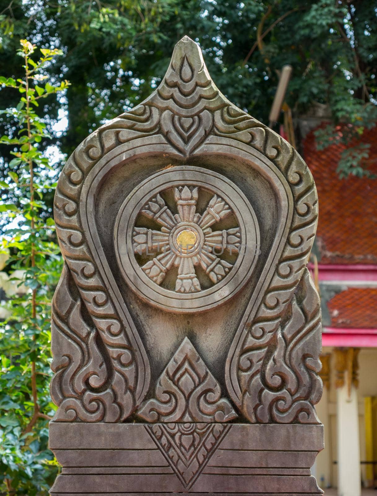 ancient boundary marker of Thai temple