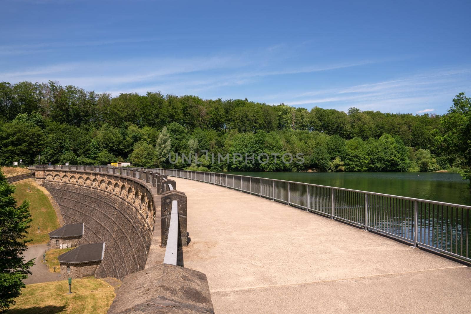 Panoramic image of Lingese Reservoir close to Marienheide, Bergisches Land, Germany