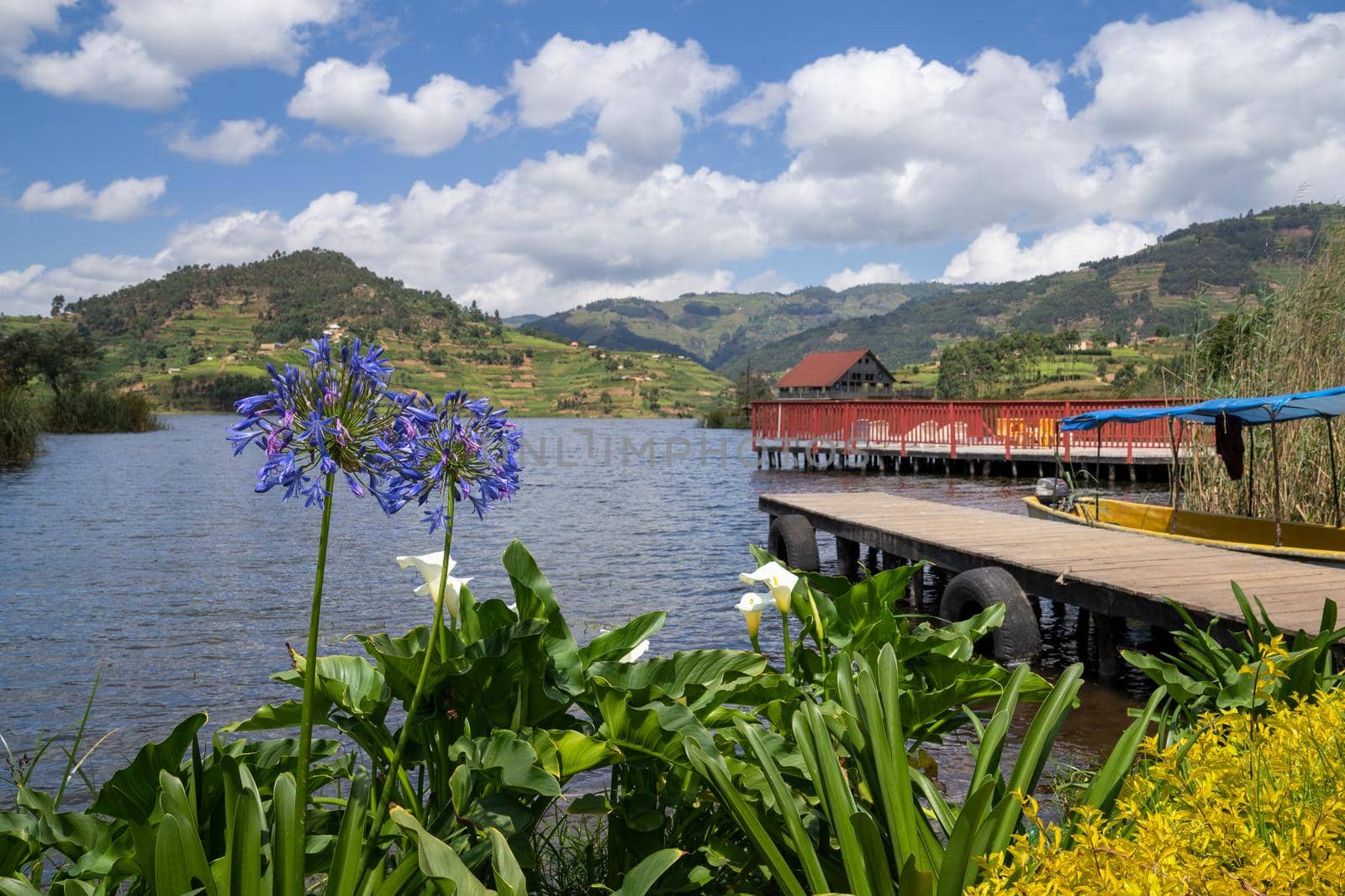 Panoramic image of Lake Bunyonyi, Uganda, Africa