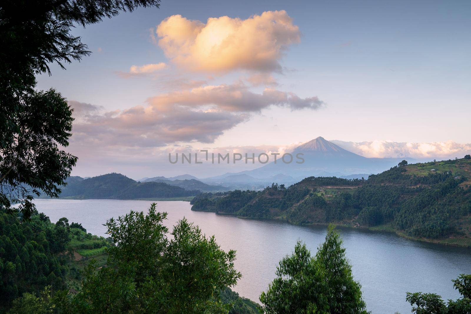 Panoramic image of Lake Mulehe, Uganda, Africa