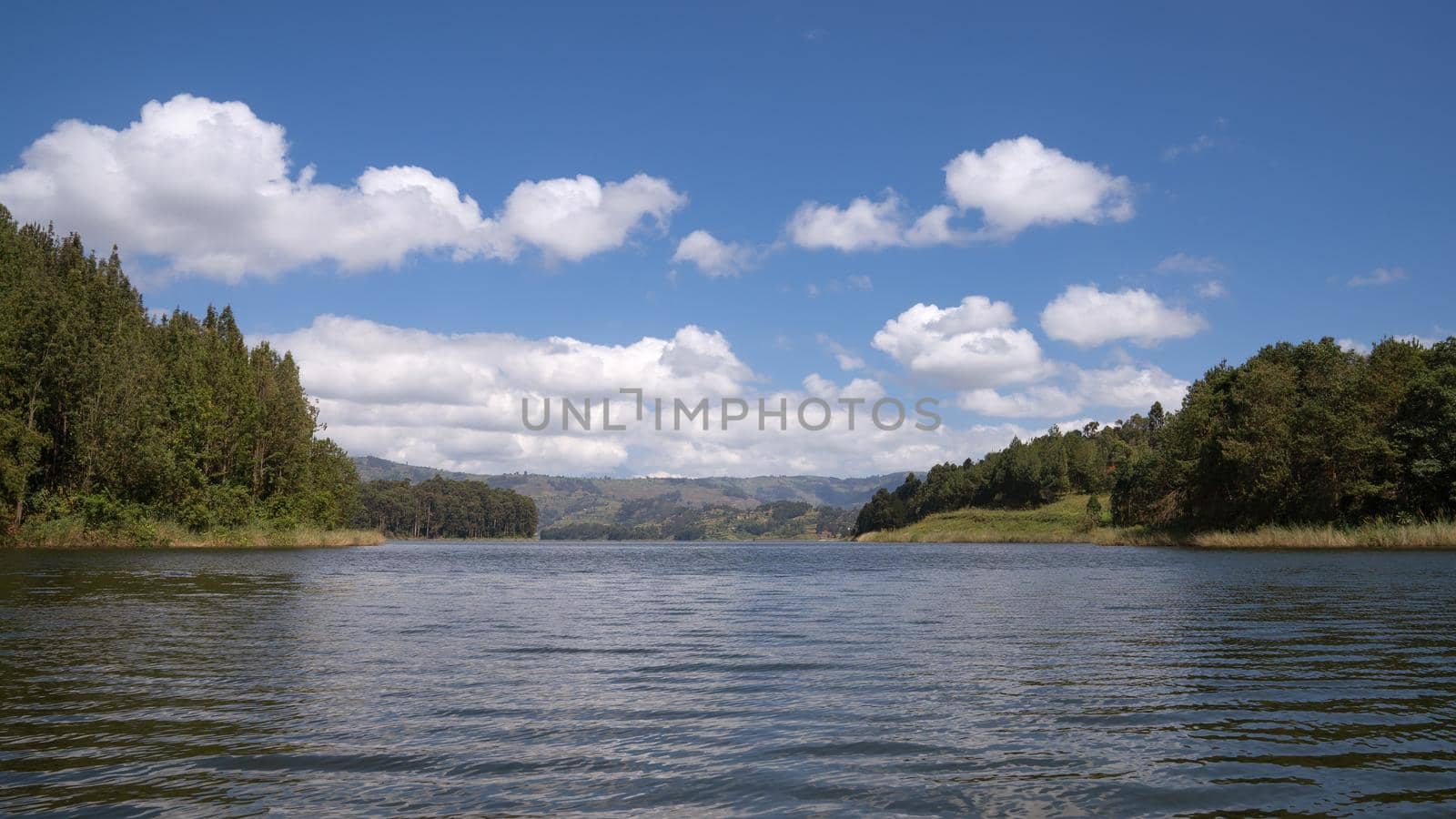 Panoramic image of Lake Bunyonyi, Uganda, Africa