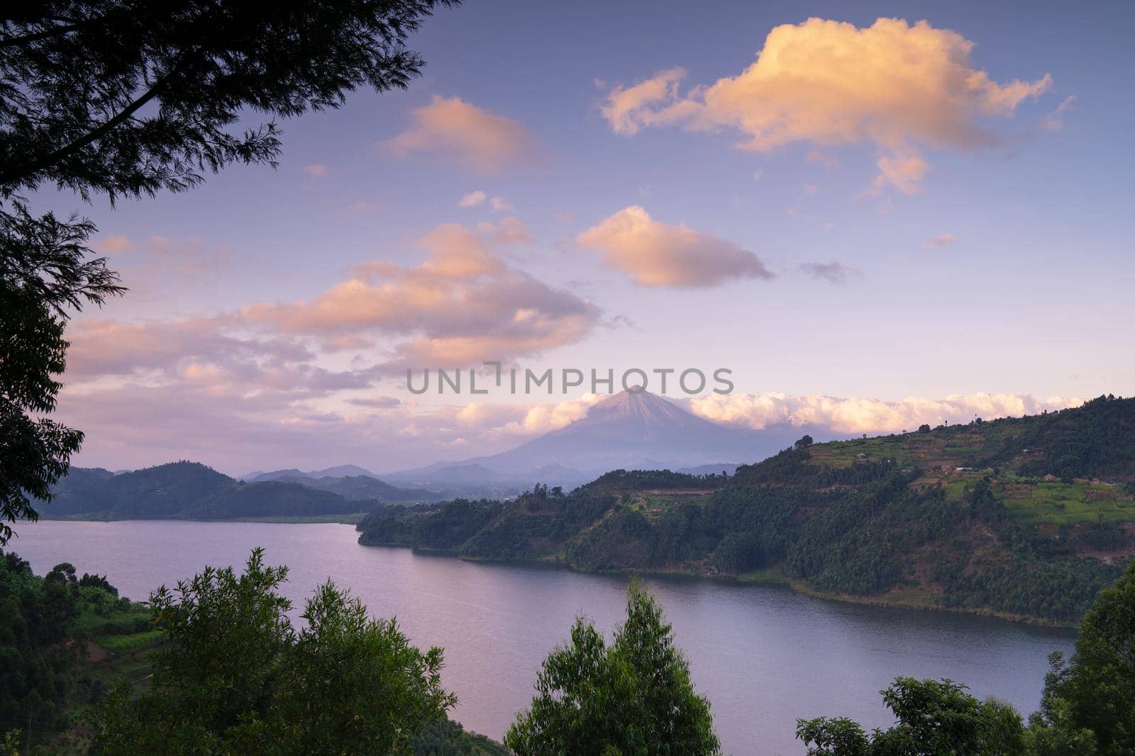 Panoramic image of Lake Mulehe, Uganda, Africa