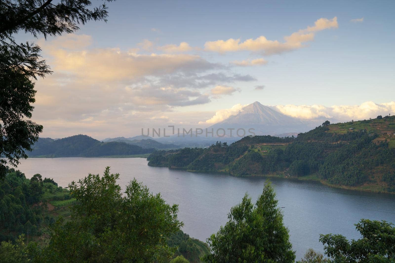 Panoramic image of Lake Mulehe, Uganda, Africa