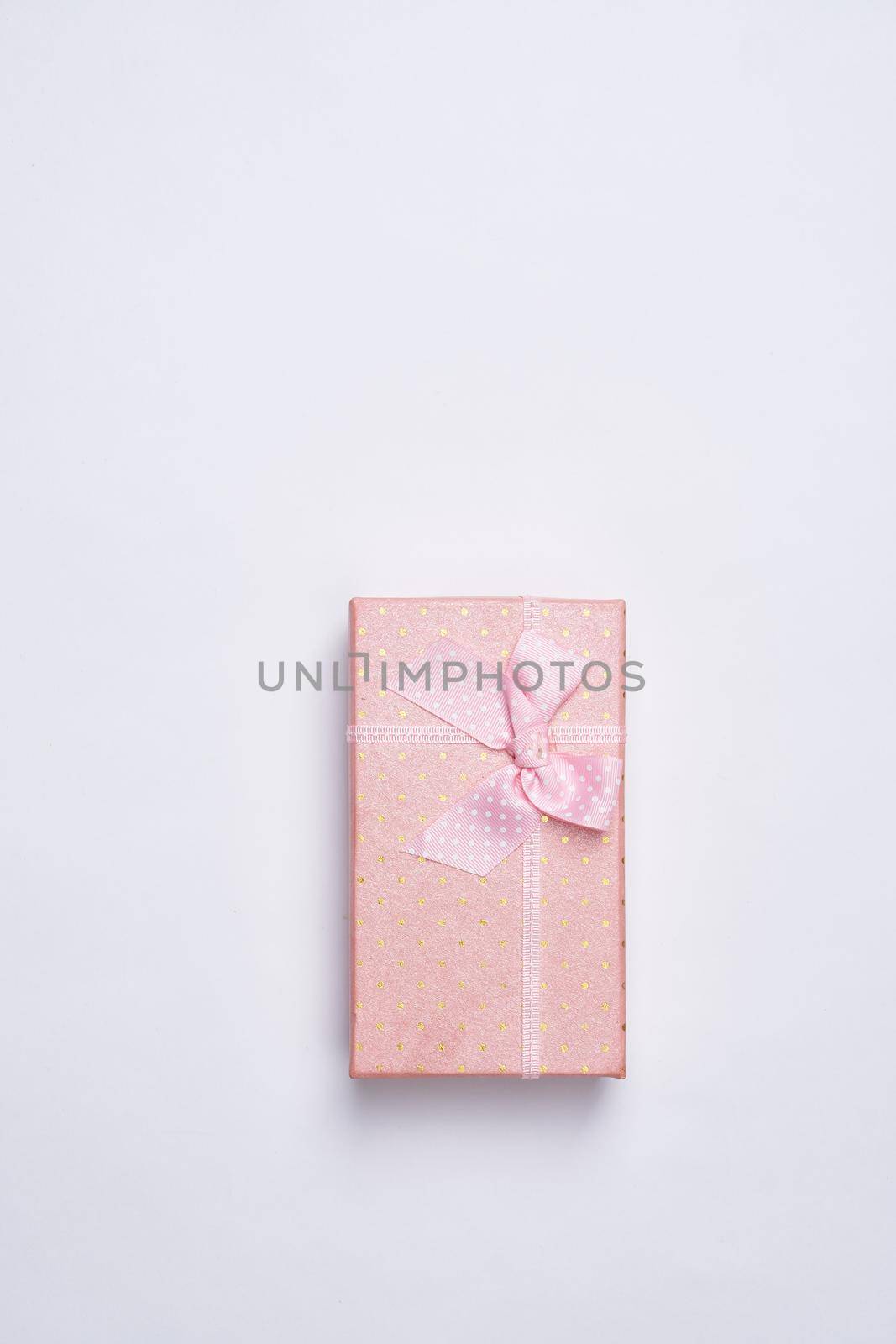 pink box flower bouquet decoration holiday birthday light background. High quality photo