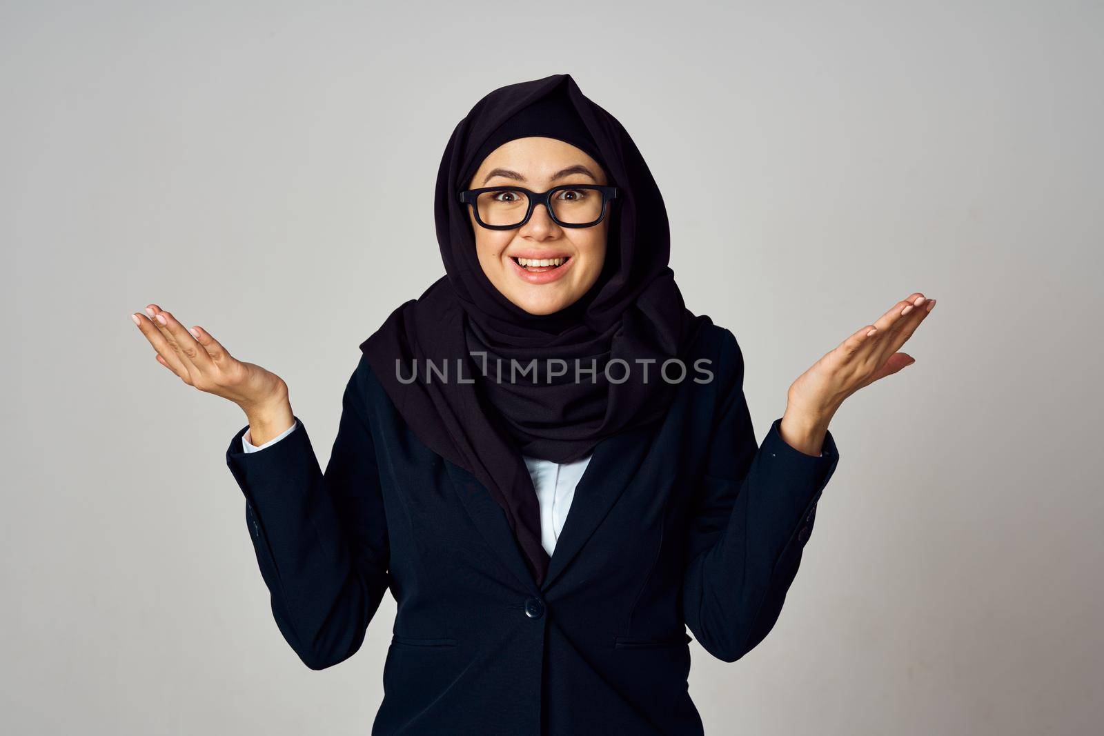 woman in black hijab laptop work technology office by Vichizh