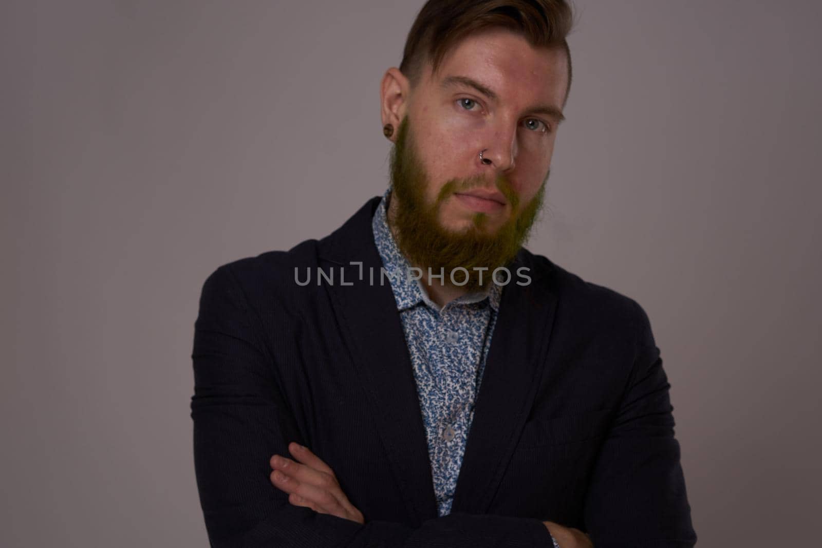 Business man self confidence posing office official. High quality photo