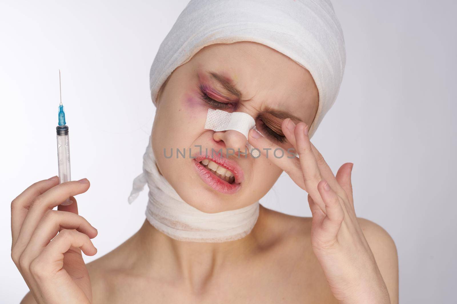 portrait of a woman cosmetic surgery facial surgery beauty isolated background. High quality photo