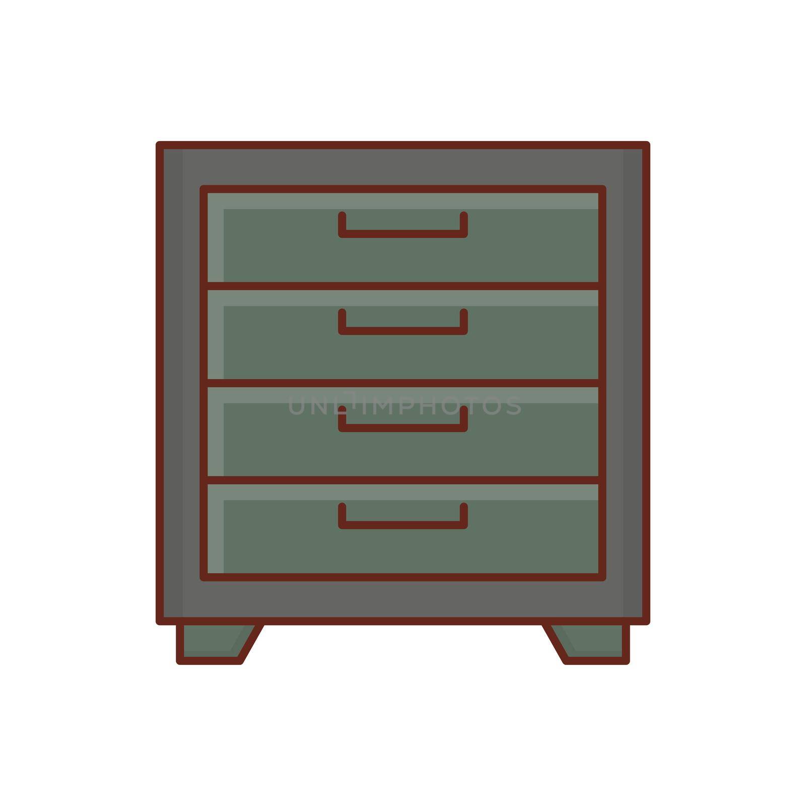 drawer Vector illustration on a transparent background. Premium quality symbols. Vector Line Flat color icon for concept and graphic design.