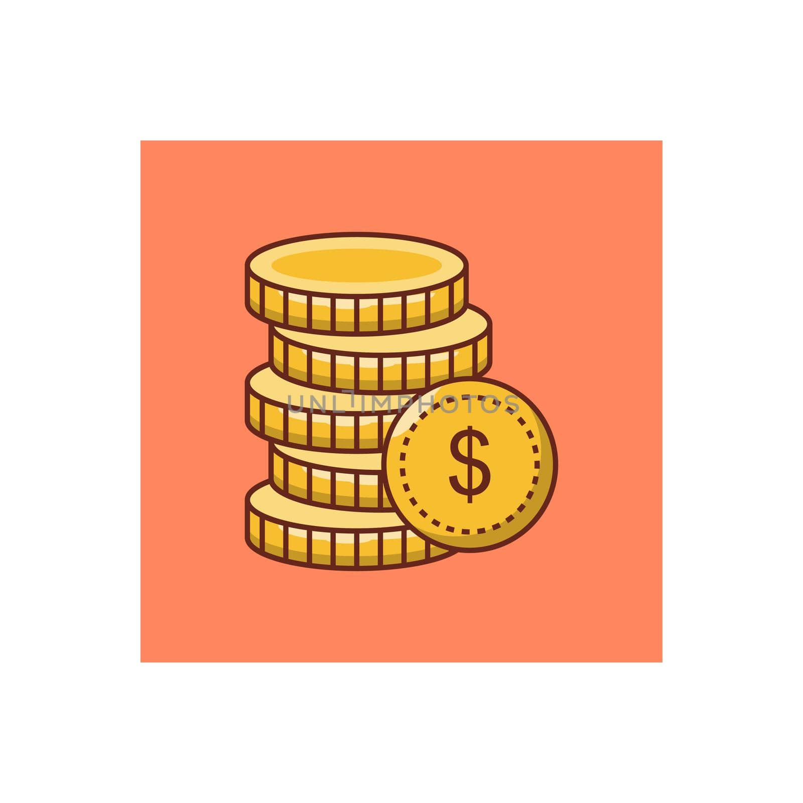 coins vector flat colour icon