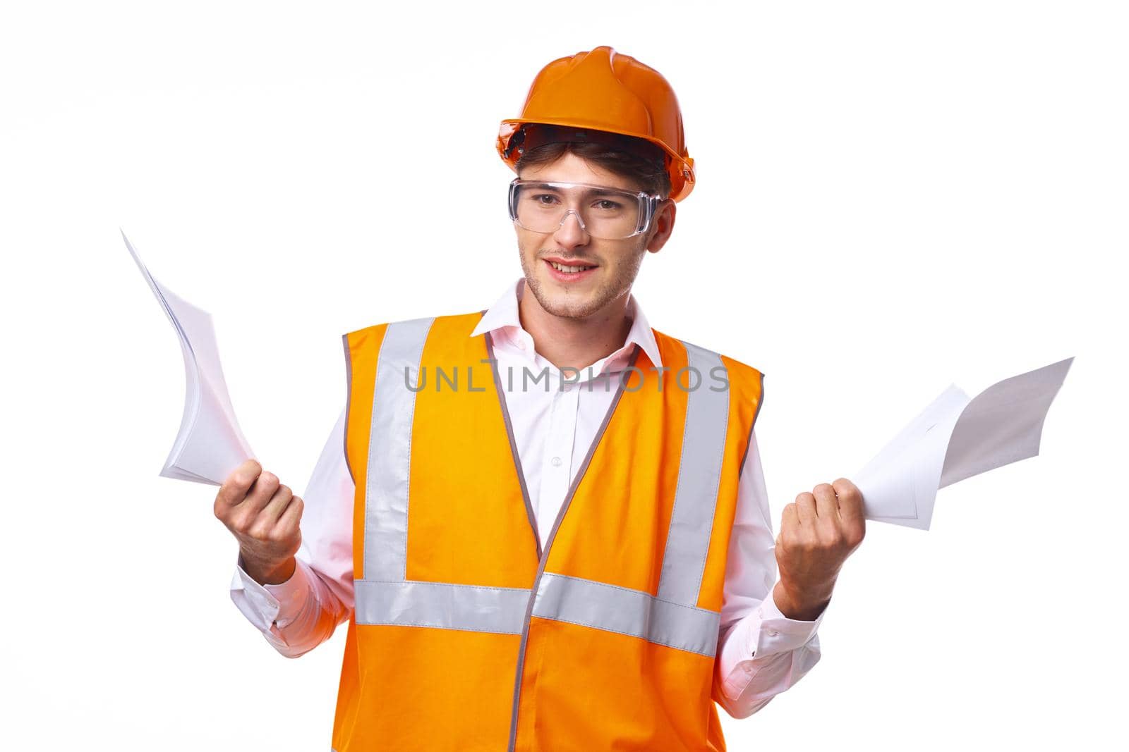 engineer orange protective uniform documents professional work by Vichizh