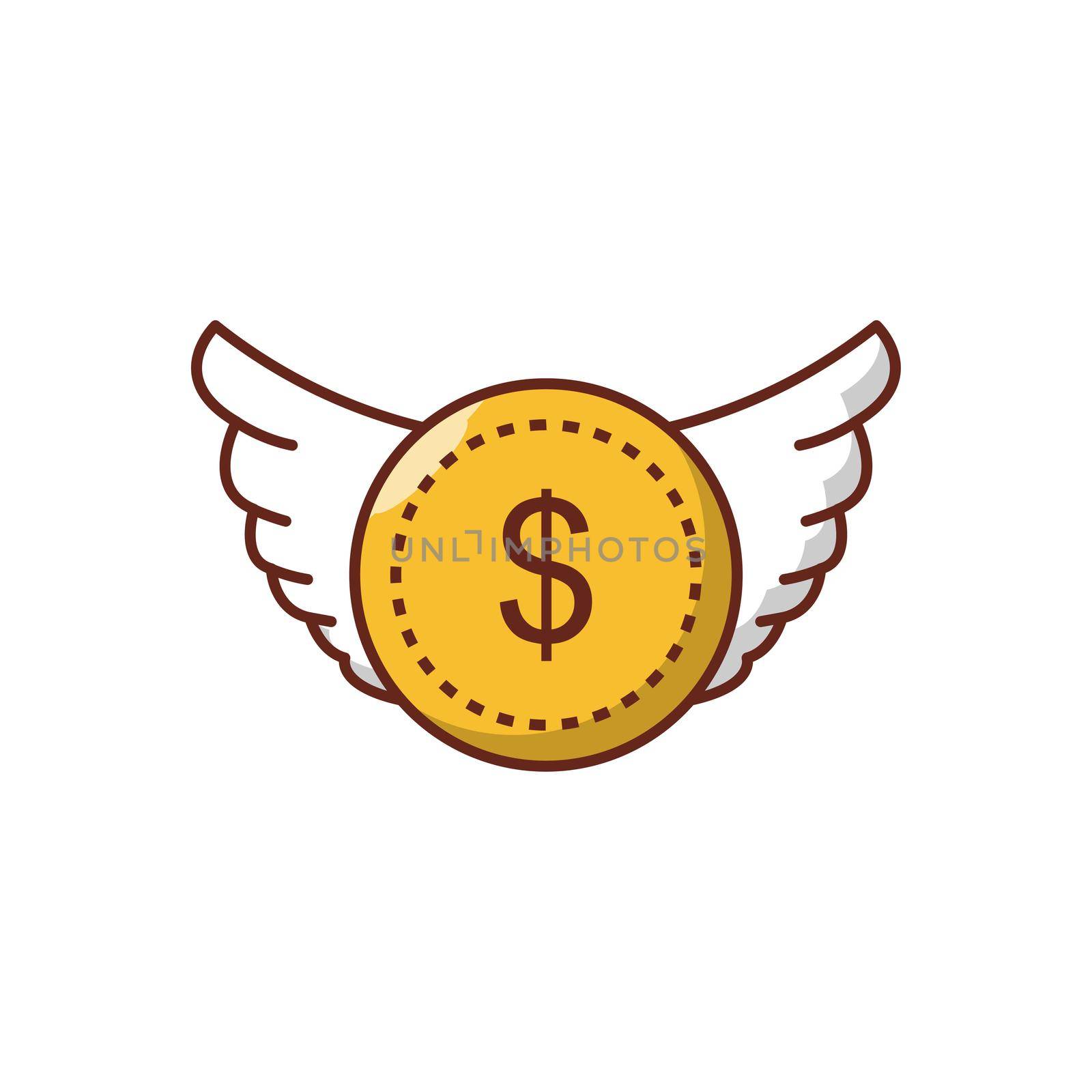 coin vector flat colour icon