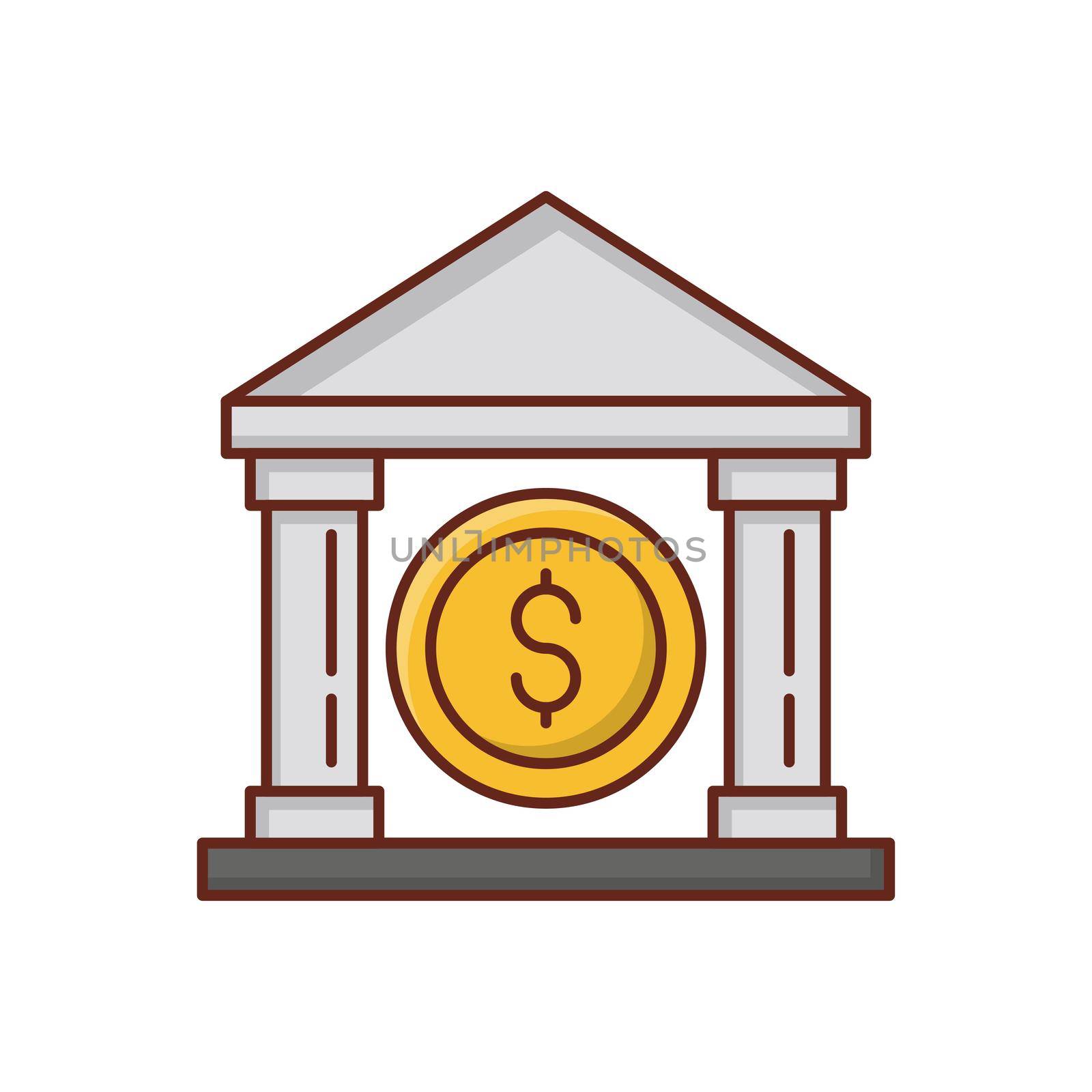 bank vector flat color icon