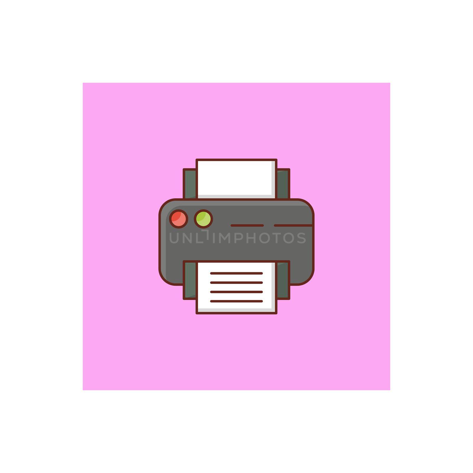 printer vector flat color icon