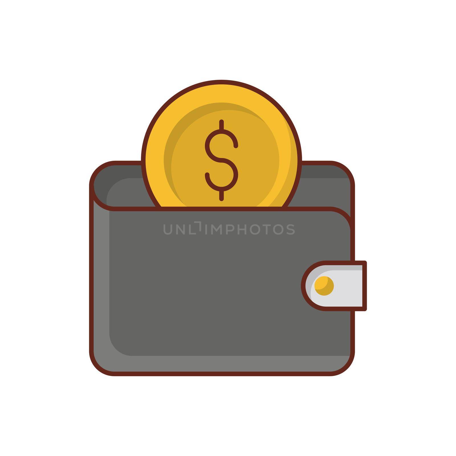 wallet vector flat color icon