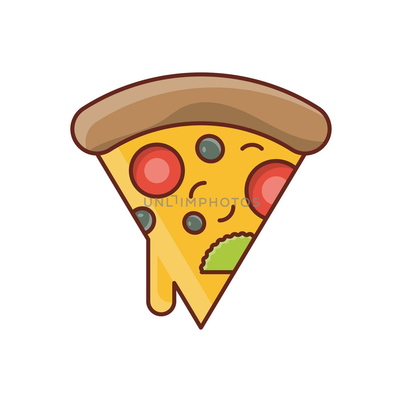 pizza Vector illustration on a transparent background. Premium quality symbols. Vector Line Flat color icon for concept and graphic design.