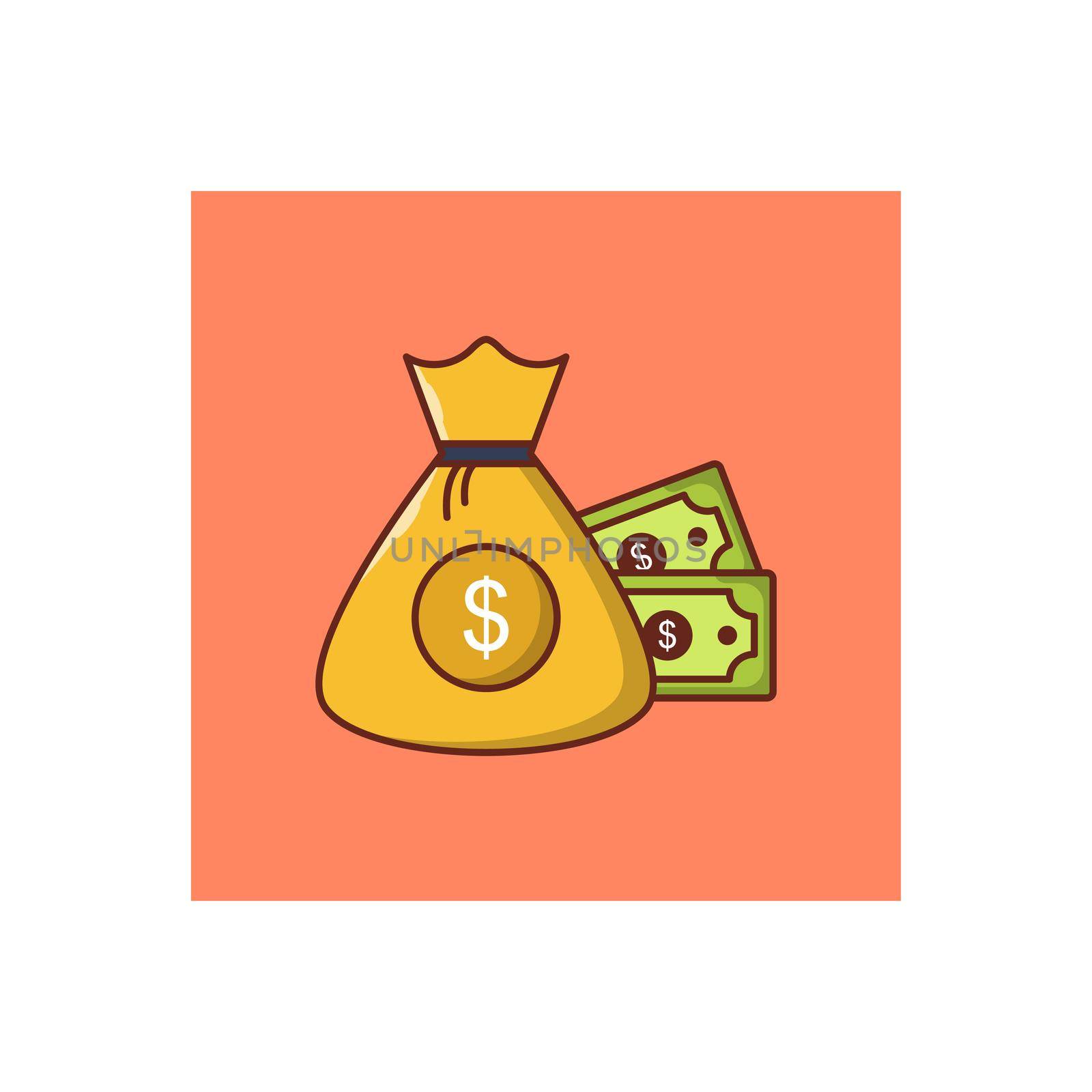 dollar vector flat colour icon