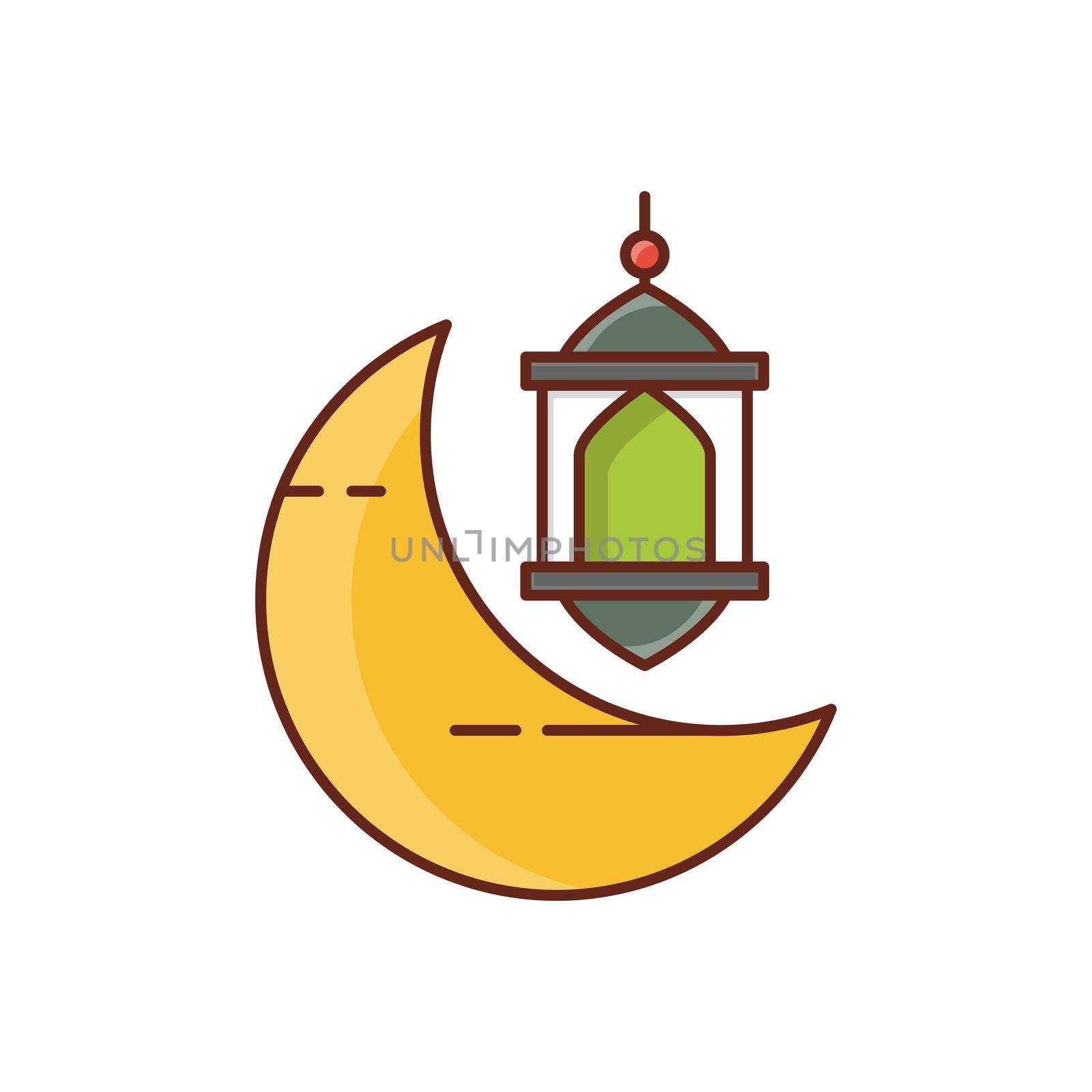 lantern vector flat color icon