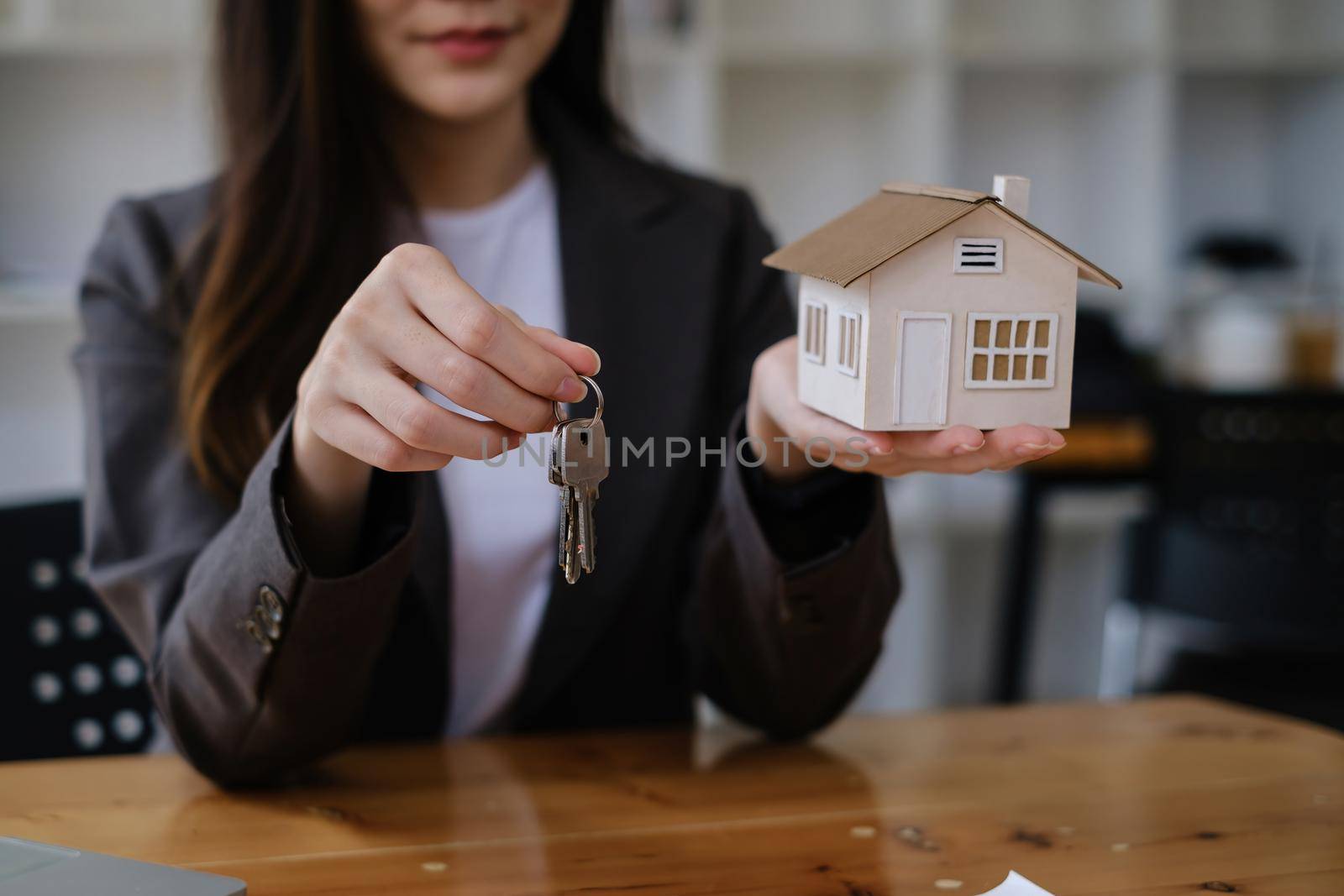 Real estate or broker residential or Agent showing key for house and car rent. by itchaznong