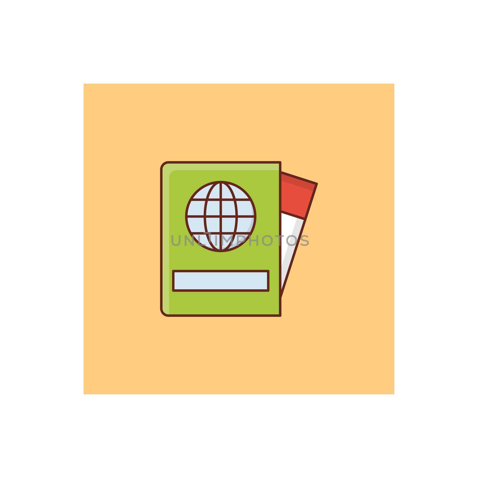 passport vector flat color icon