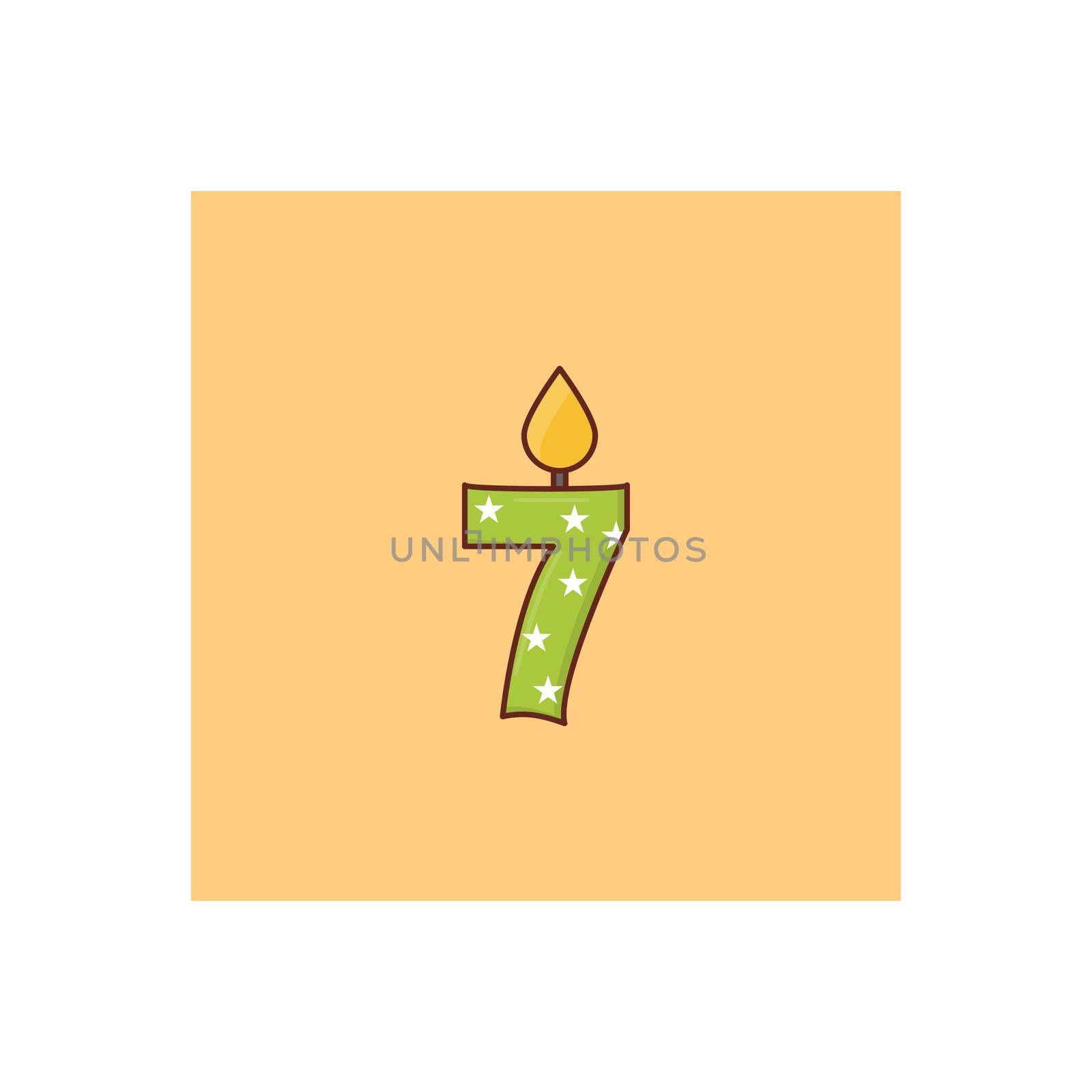 7 year vector flat colour icon