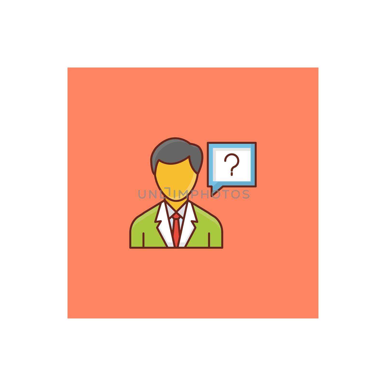 help vector flat color icon