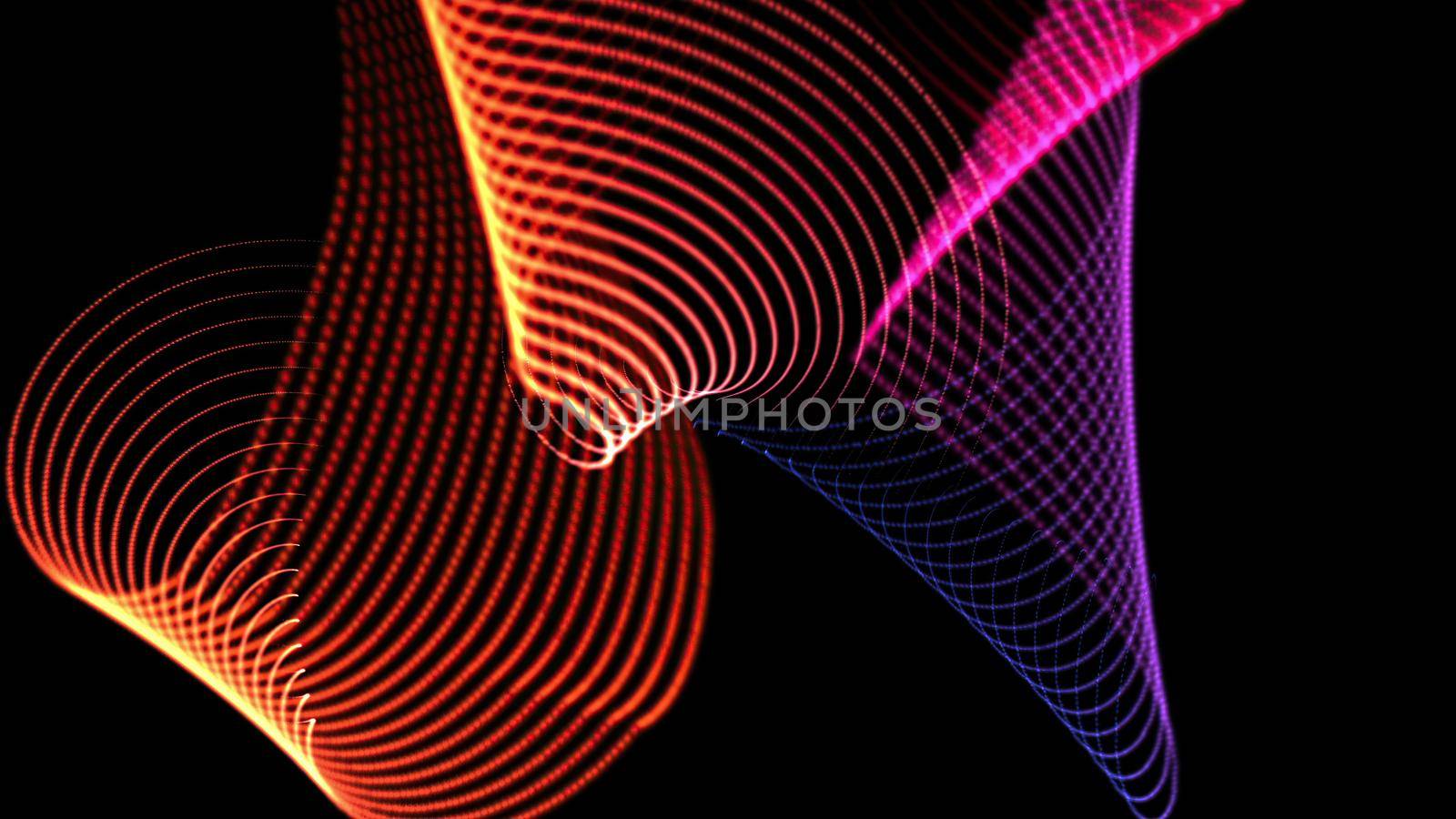 3d illustration - Hypnotic grid of lines creates geometric patterns. Computer graphics