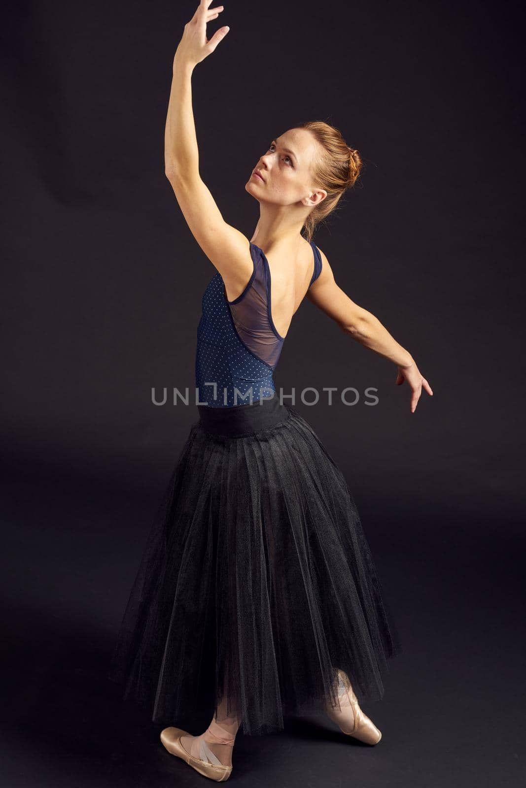 women ballerina dance performed classical style isolated background. High quality photo