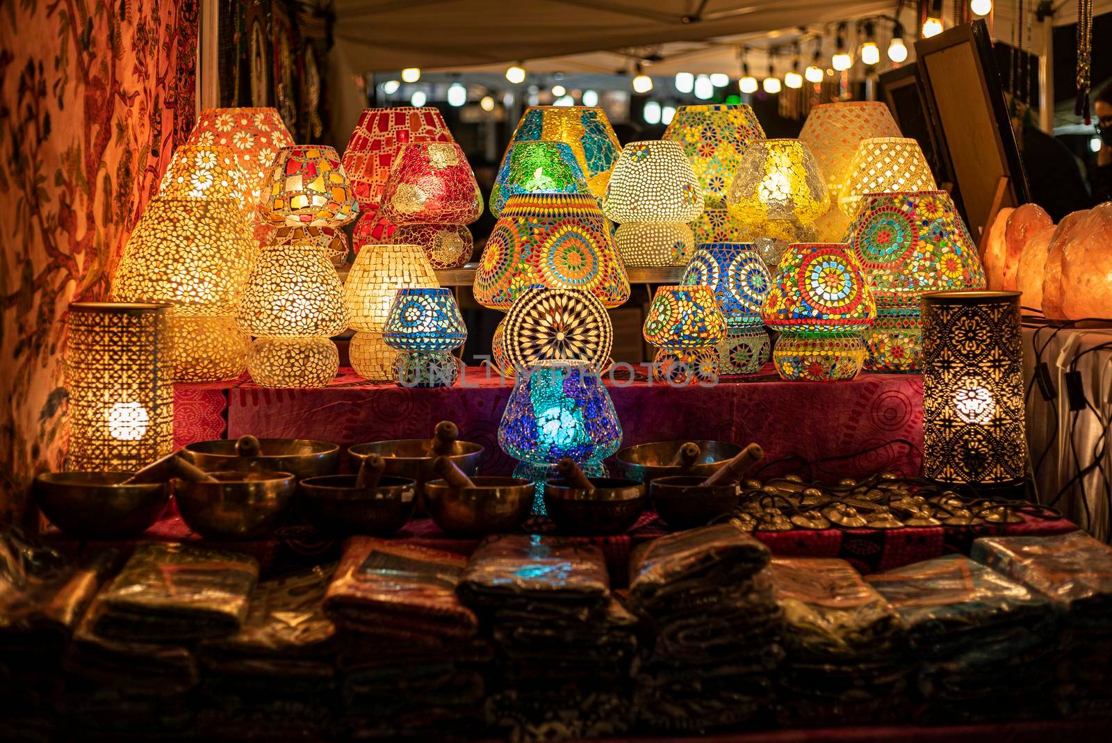 Arabic exhibition lamps in a market by pippocarlot