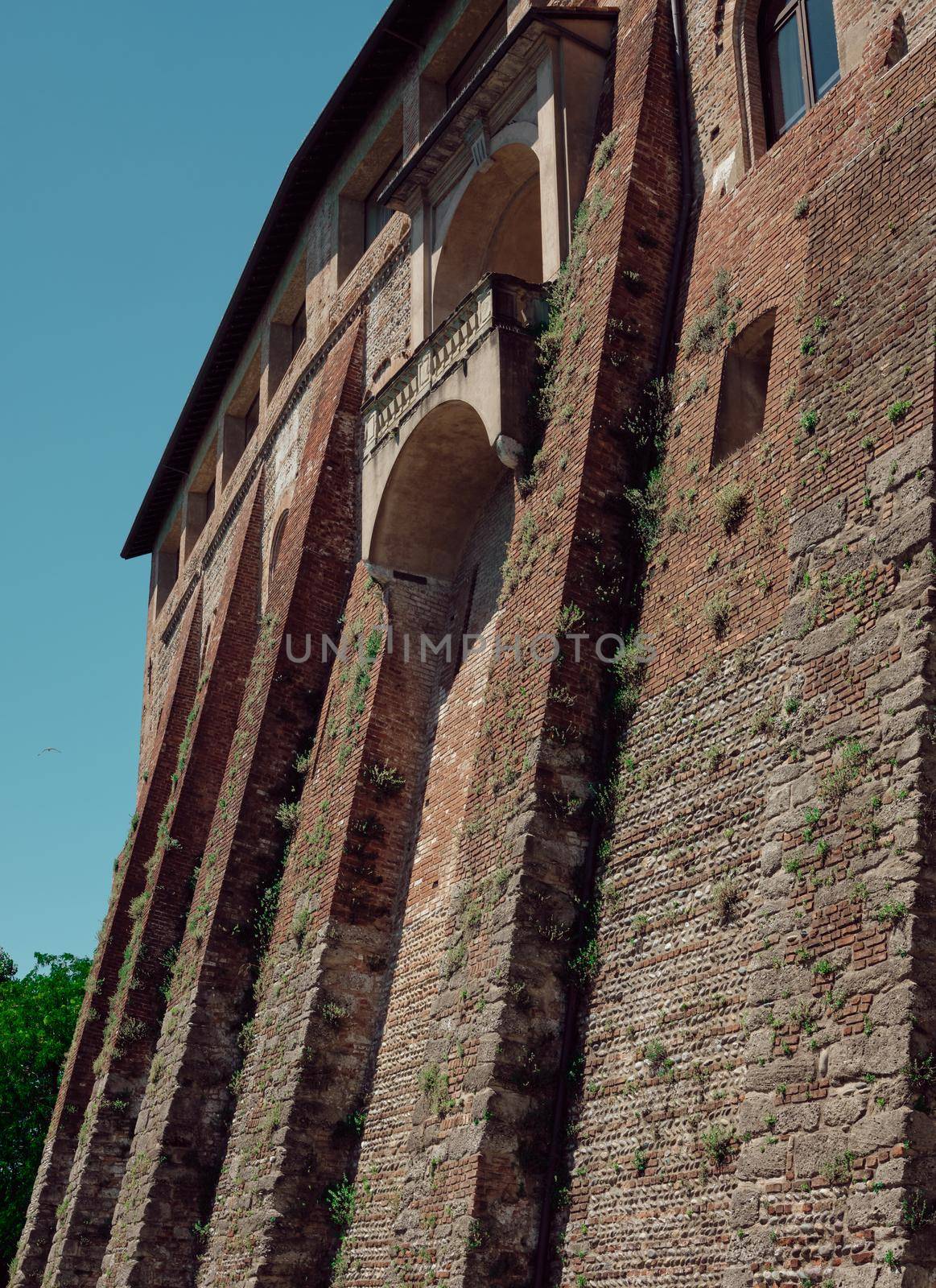 facade detail of CASSANO D'ADDA, June 2020 ITALY - Borromeo's Castle