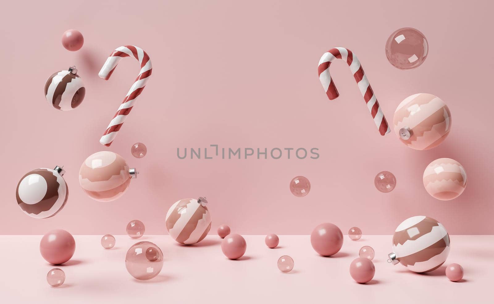 christmas balls and candy canes background by asolano