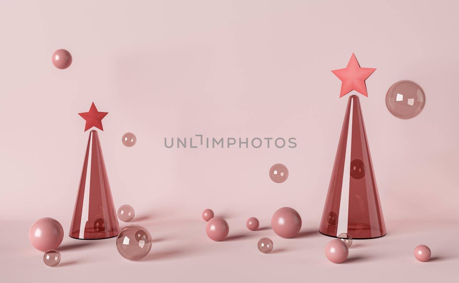 christmas background with spheres and crystal cones. christmas concept. 3d rendering