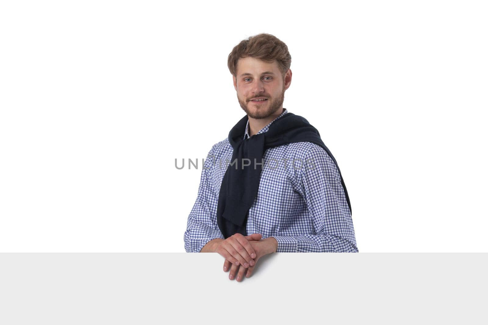 Business man displaying banner ad by ALotOfPeople