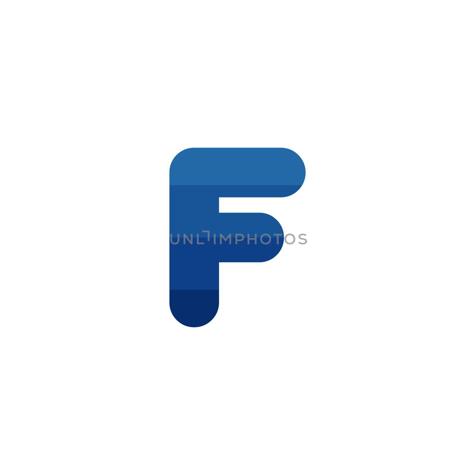 Initial letter F blue stipes logo template. Stock Vector illustration isolated