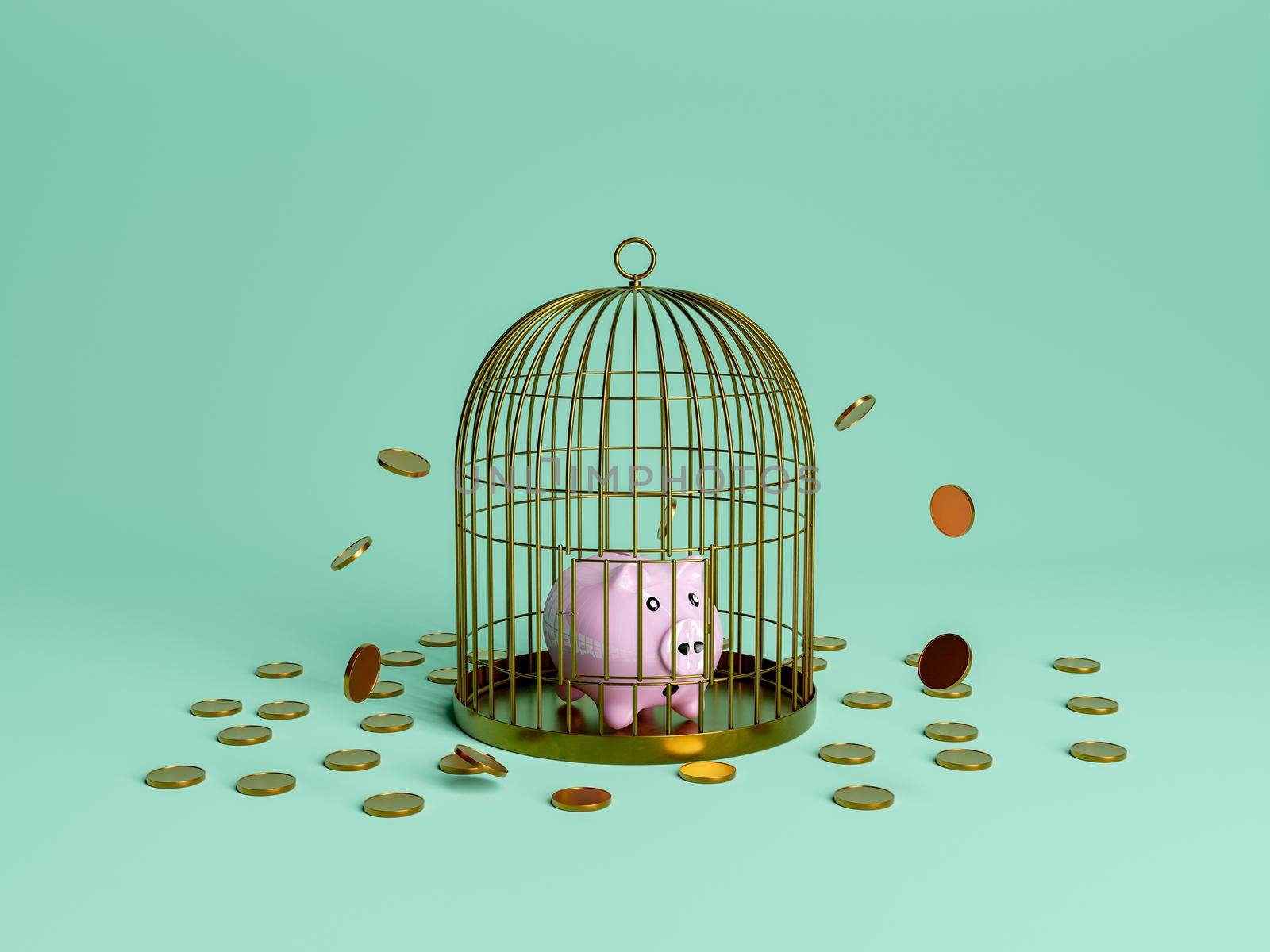 piggy bank trapped in a cage by asolano