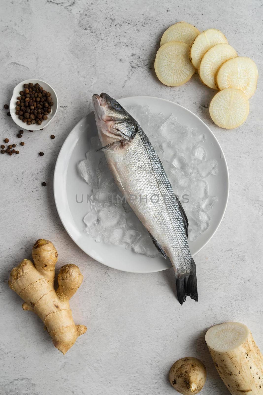 top view delicious seafood arrangement 2. High quality photo by Zahard