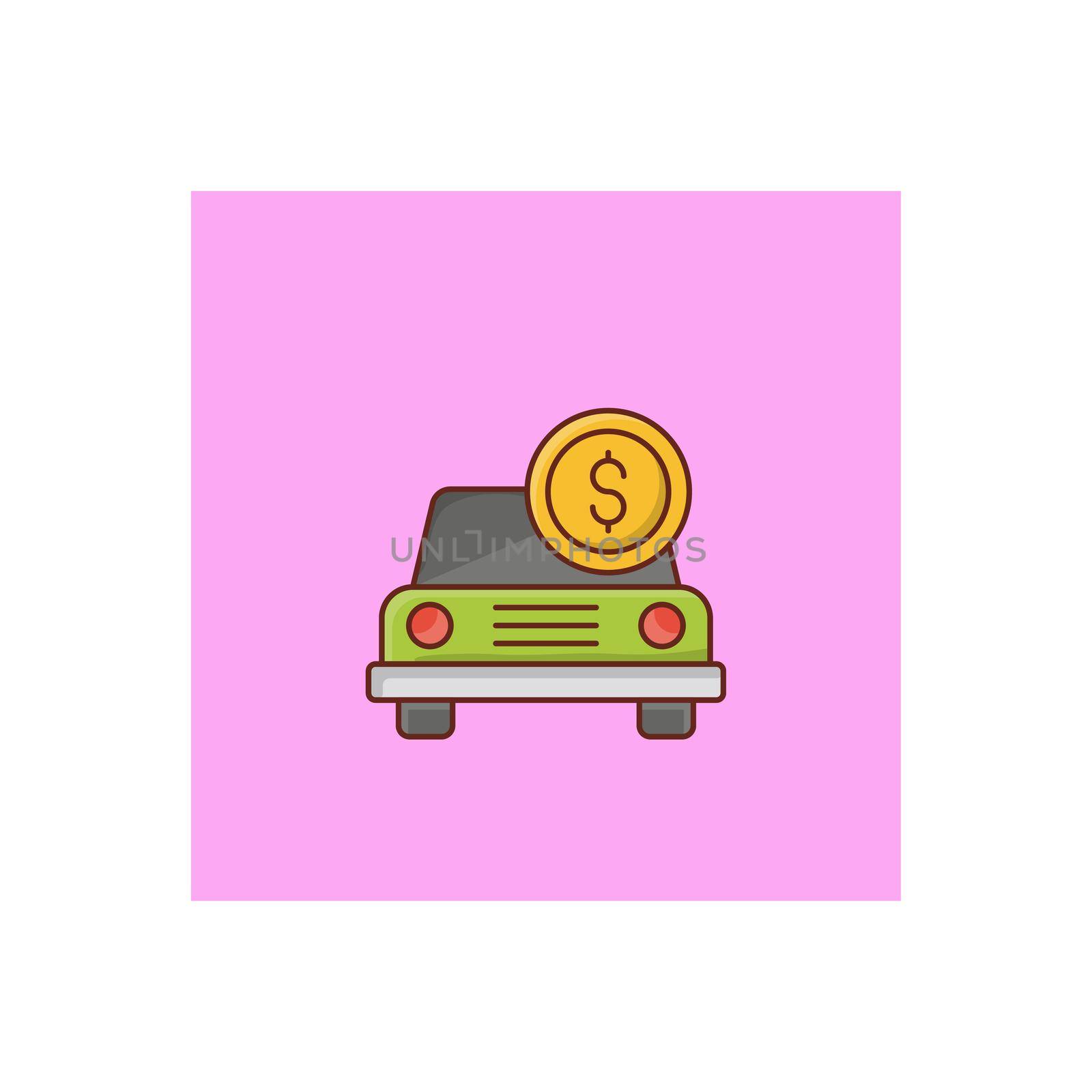 car vector flat color icon