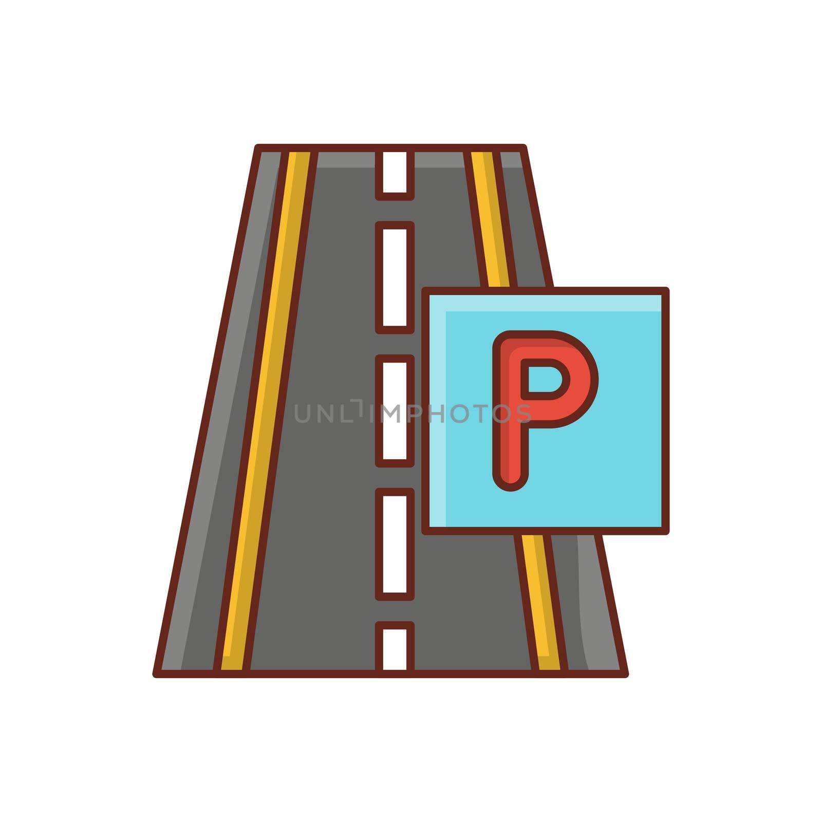 road vector flat color icon