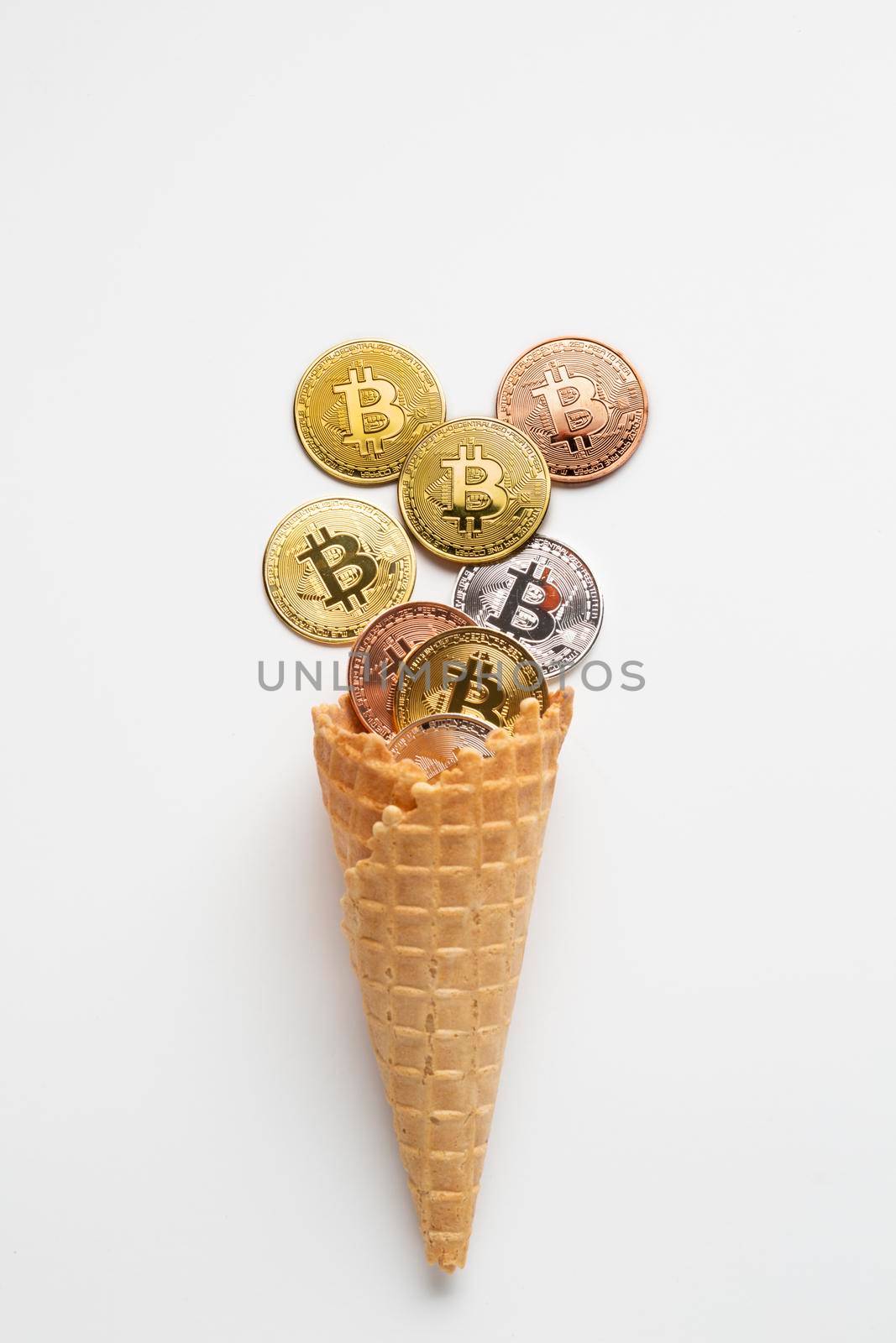 currency ice cream with bitcoin. High quality photo by Zahard