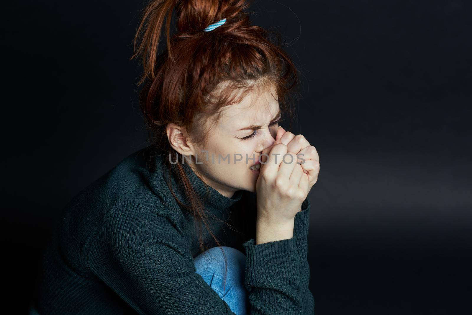 emotional woman depression disorder pain beating aggression. High quality photo