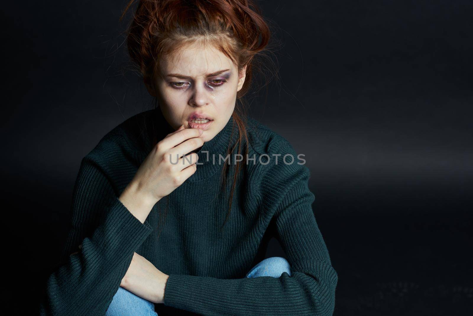 emotional woman depression disorder pain beating aggression. High quality photo