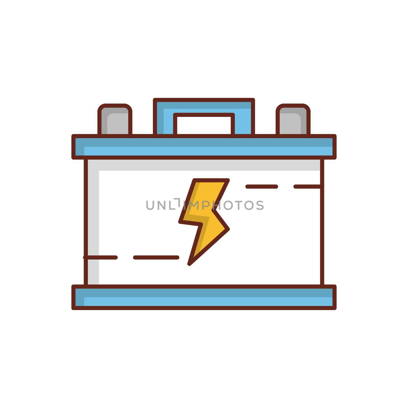 battery Vector illustration on a transparent background. Premium quality symbols. Vector Line Flat color icon for concept and graphic design.