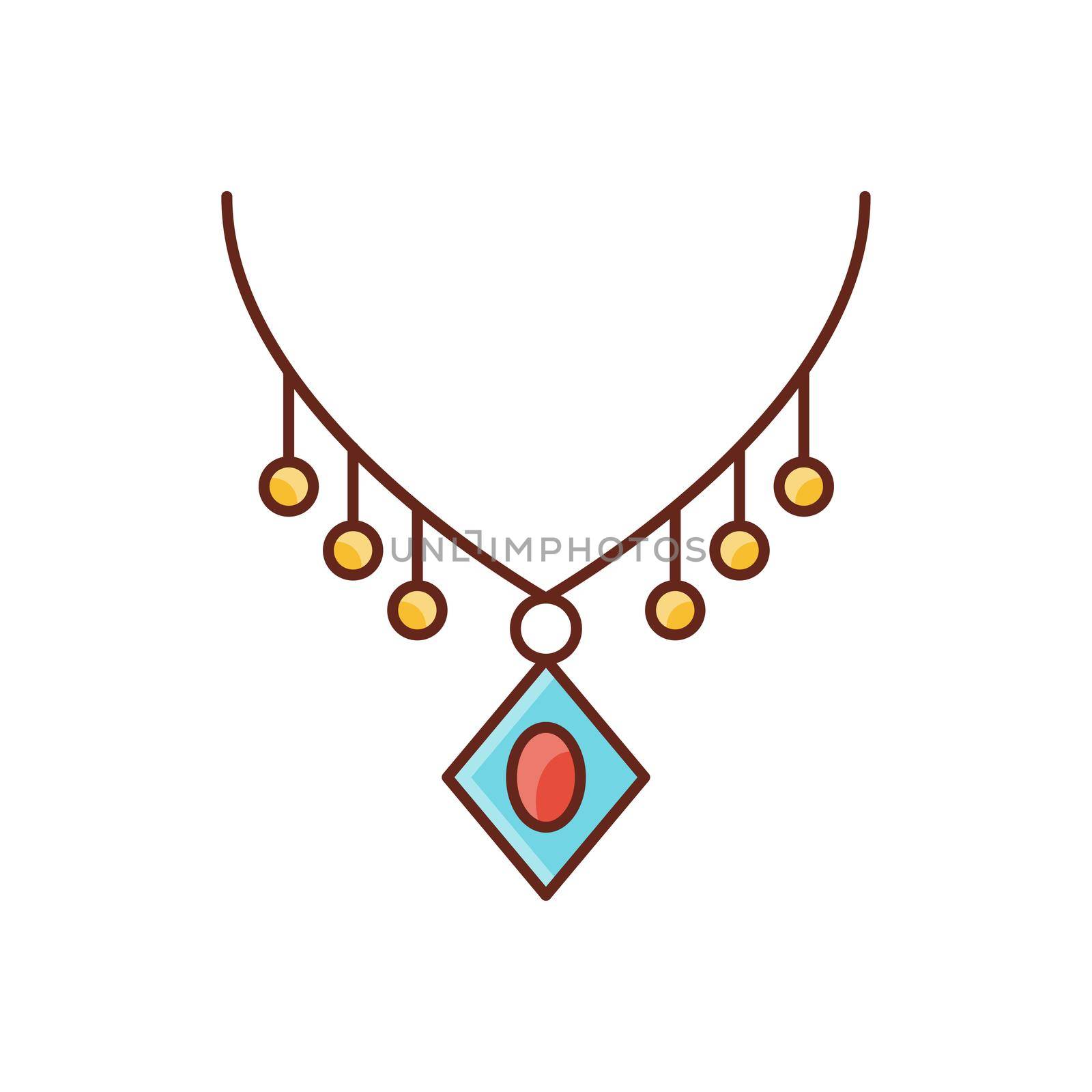 necklace Vector illustration on a transparent background. Premium quality symbols.Vector line flat color icon for concept and graphic design.
