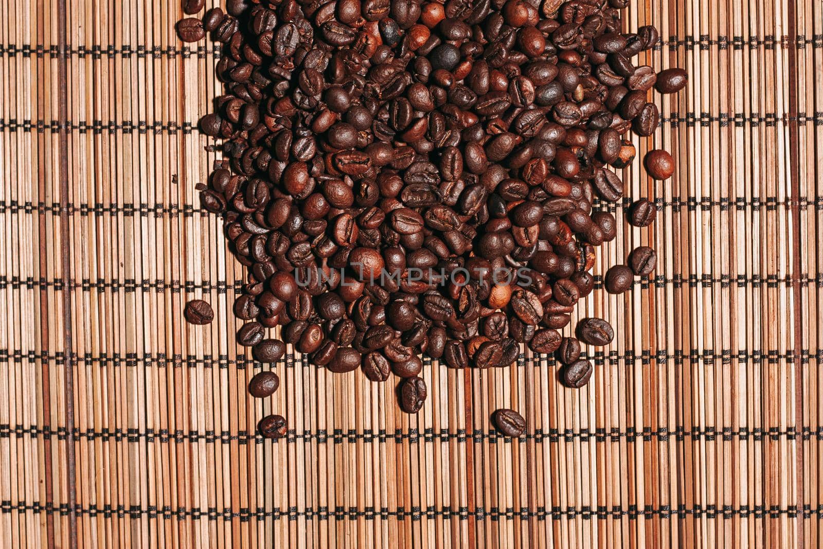 natural coffee Hot drink spilled grains caffeine pattern. High quality photo