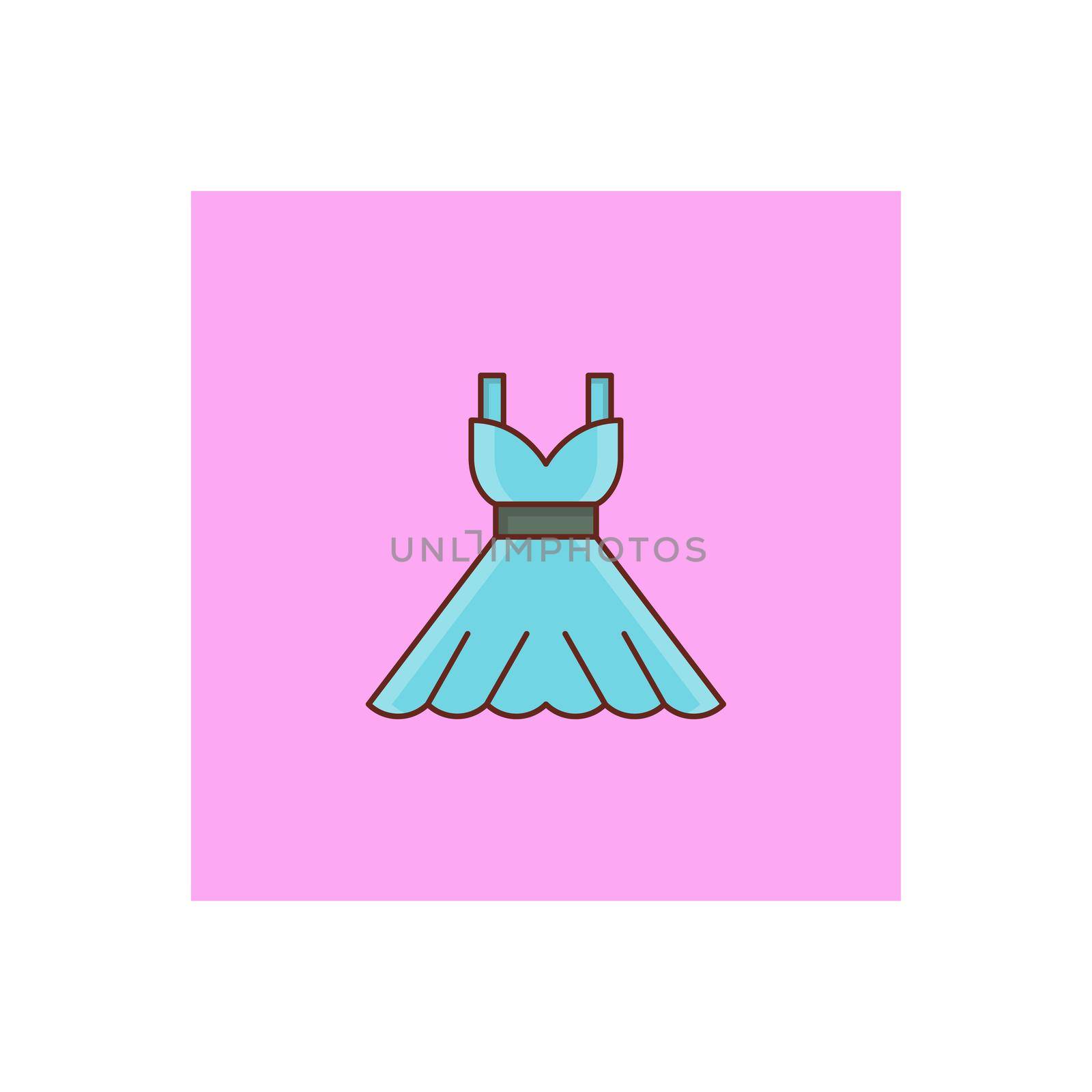 dress Vector illustration on a transparent background. Premium quality symbols.Vector line flat color icon for concept and graphic design.