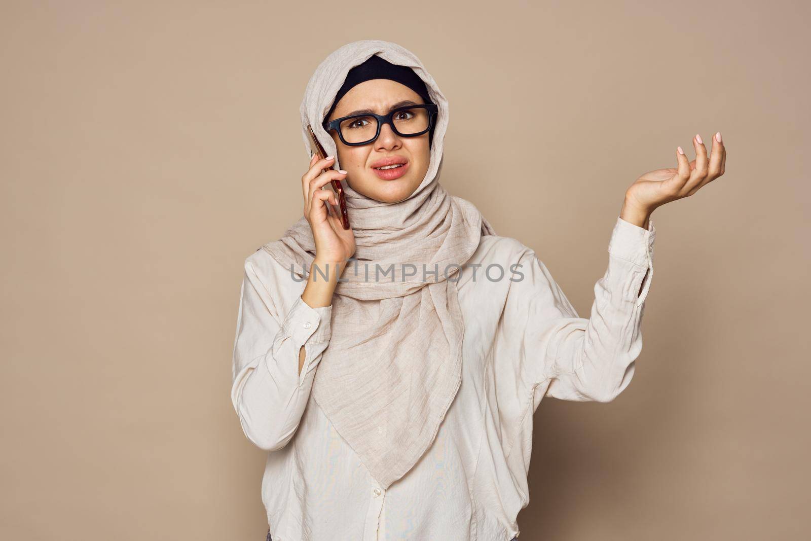 muslim woman with laptop work learning technology by Vichizh