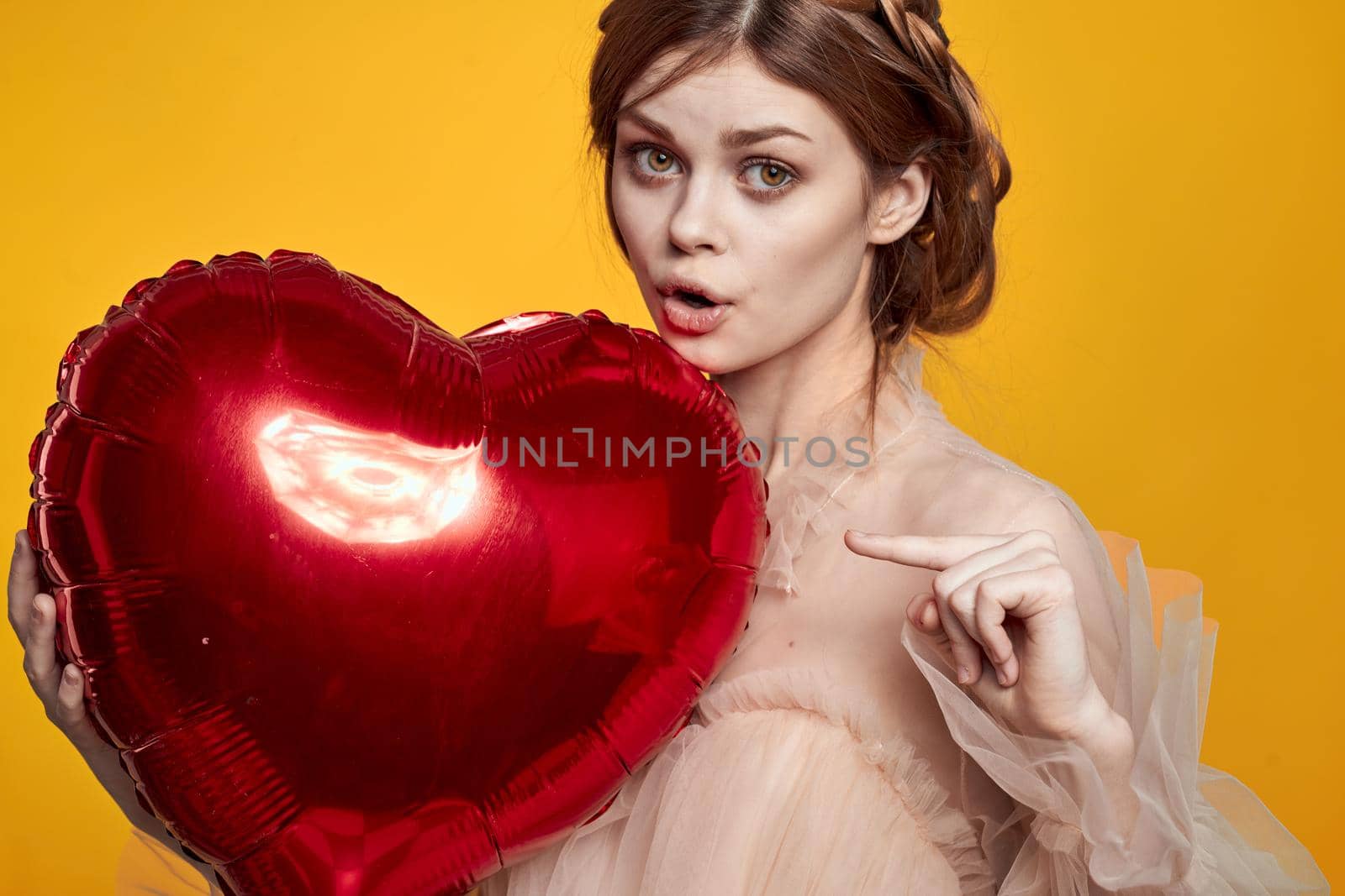 attractive woman heart balloon fun fashion glamor by Vichizh