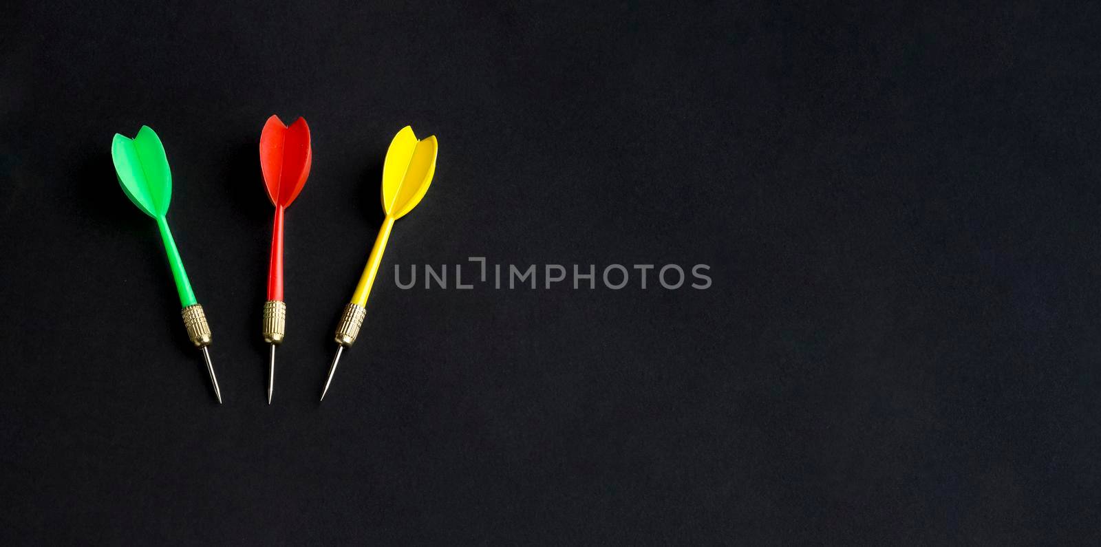 flat lay colorful darts with copy space. High resolution photo